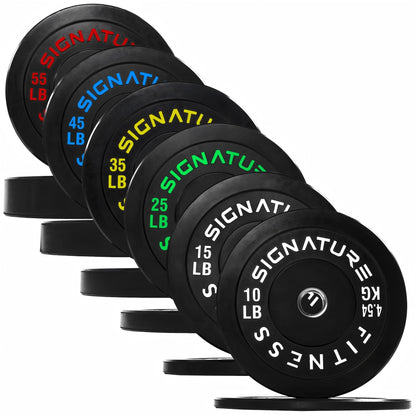 Fitvids 2" Olympic Bumper Weight Plates Set for Barbell – 370LB Set (10/15/25/35/45/55 Pair) – Colored