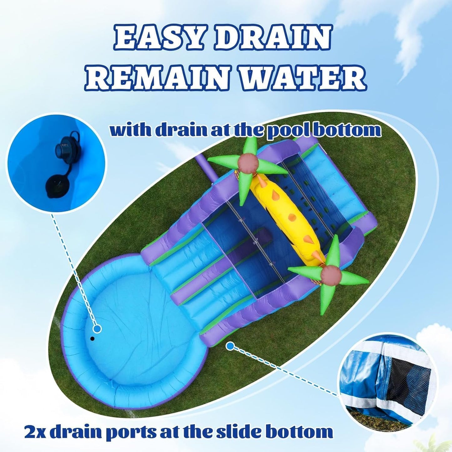 26FT(L) Commercial Grade Water Slide for Adults, (Double Slides) (Heavy Duty Full PVC) (Big Airtight Water Pool), (1100w UL Blower), Inflatable Waterslide for Backyard, Outdoor Blow up Park