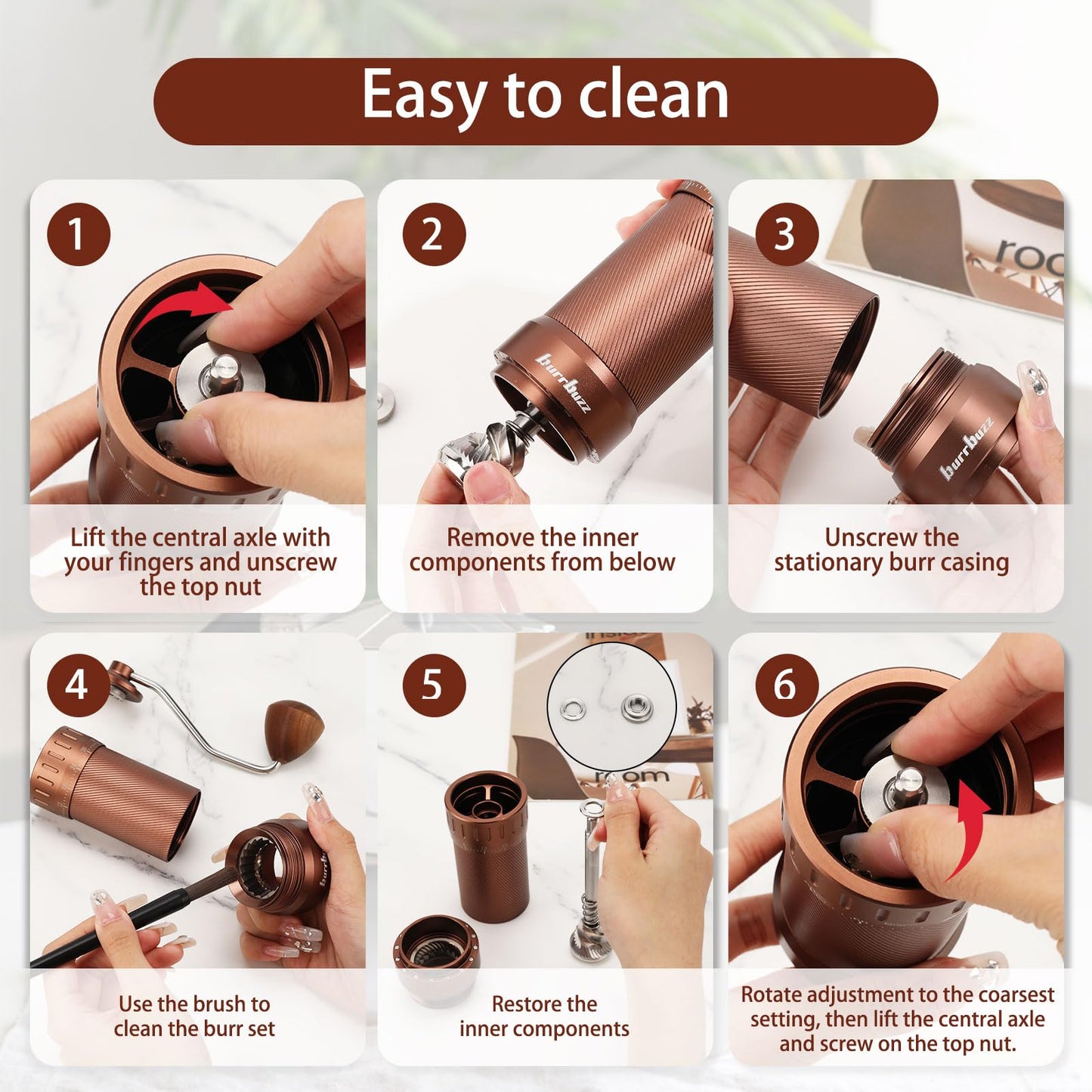 burrbuzz MB2 Manual Coffee Grinder, External Adjustment, 35g Large Capacity Burr Grinder, Magnetic Catch Cup Less Mess, Stainless Steel Burr Espresso Grinder Great Flavor in Pour Over, French Press