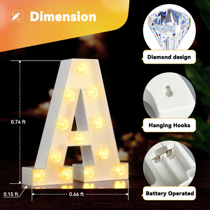 Light Up Letters, LED Letter Lights 26 Alphabet, Diamond Bulb Marquee Light Up Letters, Lighted Letter Sign Night Light for Home Party Wedding Birthday Graduation Decor-D