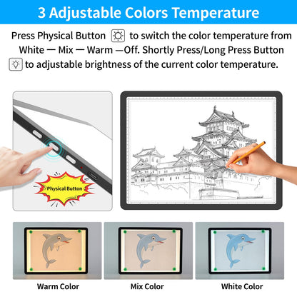 TOHETO Rechargeable A3 Light Pad for Diamond Painting, Ultra Bright Tracing Light Box for Drawing, Wireless Lightbox for Tracing and Drawing, Cordless Diamond Art Light Board for Sketching (Black)