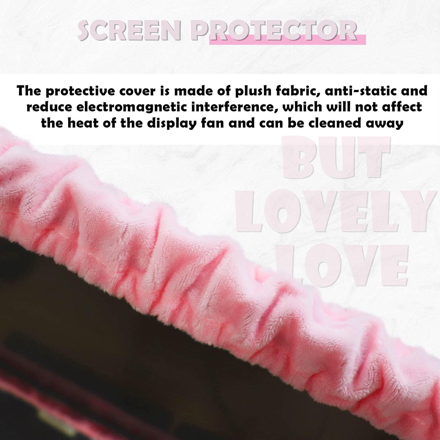 Kakurookie 23'' - 34'' Computer Monitor Protective Cover with Cat Ear Design, Cute Monitor Dust Cover with Furry Design, Elastic Dustproof, Suitable for PC, Tablet, TV