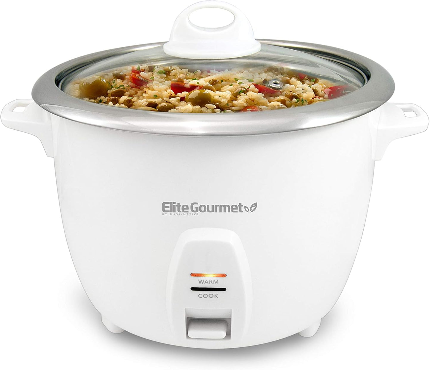ERC-2010 10 Elite Gourmet Electric Rice Cooker with Stainless Steel Inner Pot Makes Soups, Stews, Grains, Cereals, Keep