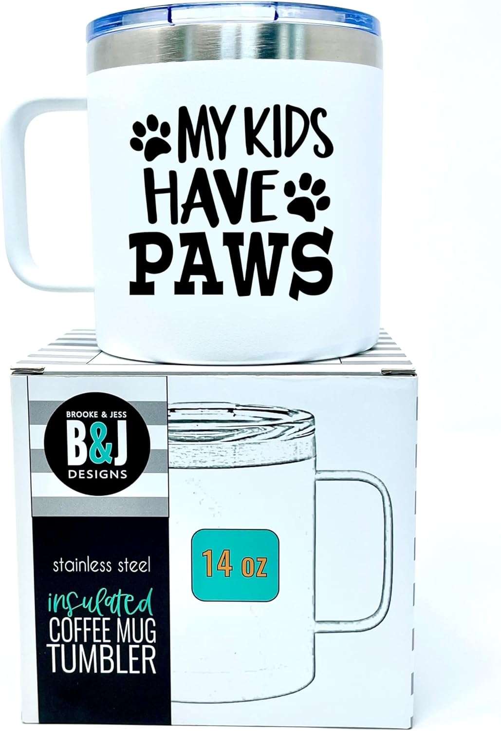 Dog Lover Gifts, My Kids Have Paws Tumbler, Dog Parent Gifts for Pet Owners, Coffee Mug for Dog Mom Cat Dad