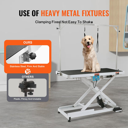 VEVOR 50 Inch Pet Grooming Table, Heavy Duty for Large Dogs, Height Adjustable, Anti Slip Tabletop, Grooming Arm Included, Max Load 400LBS