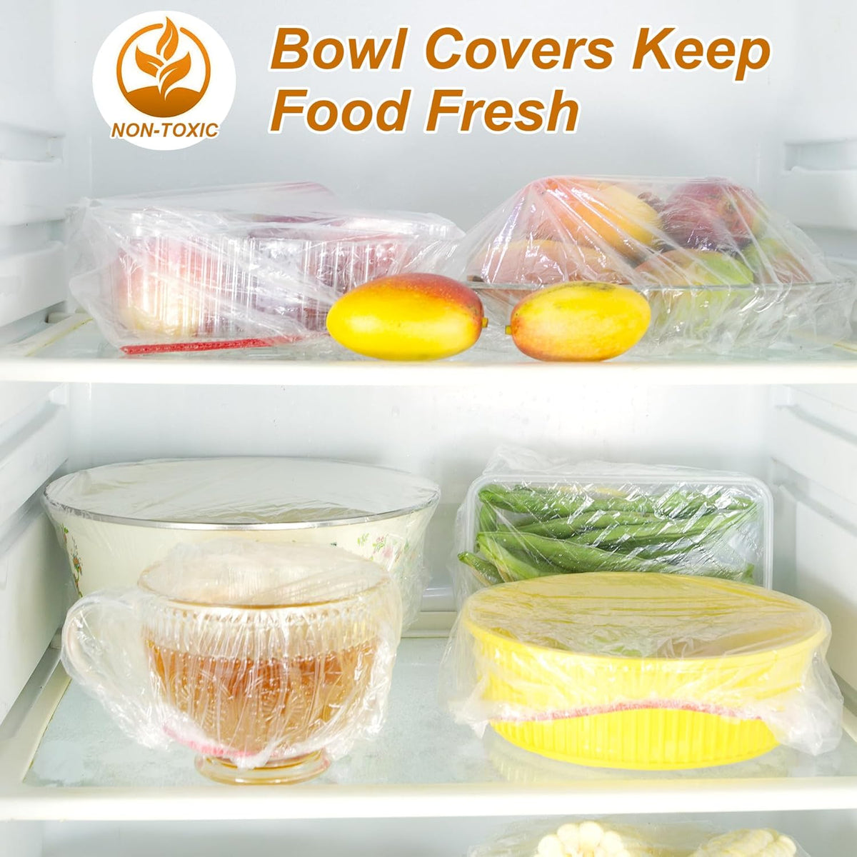 100pcs Plastic Bowl Covers, Elastic Reusable Fresh Keeping Bags for Bread Proofing and More