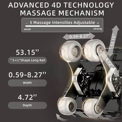 MassaMAX 4D Full Body Massage Chair for Daily Comfort Upgrade-Yoga Stretch, AI Voice Control, 55" SL Track, Zero Gravity, Extendable Footrest, 15 Modes, Foot Rollers, Waist & Calves Heating with Cover