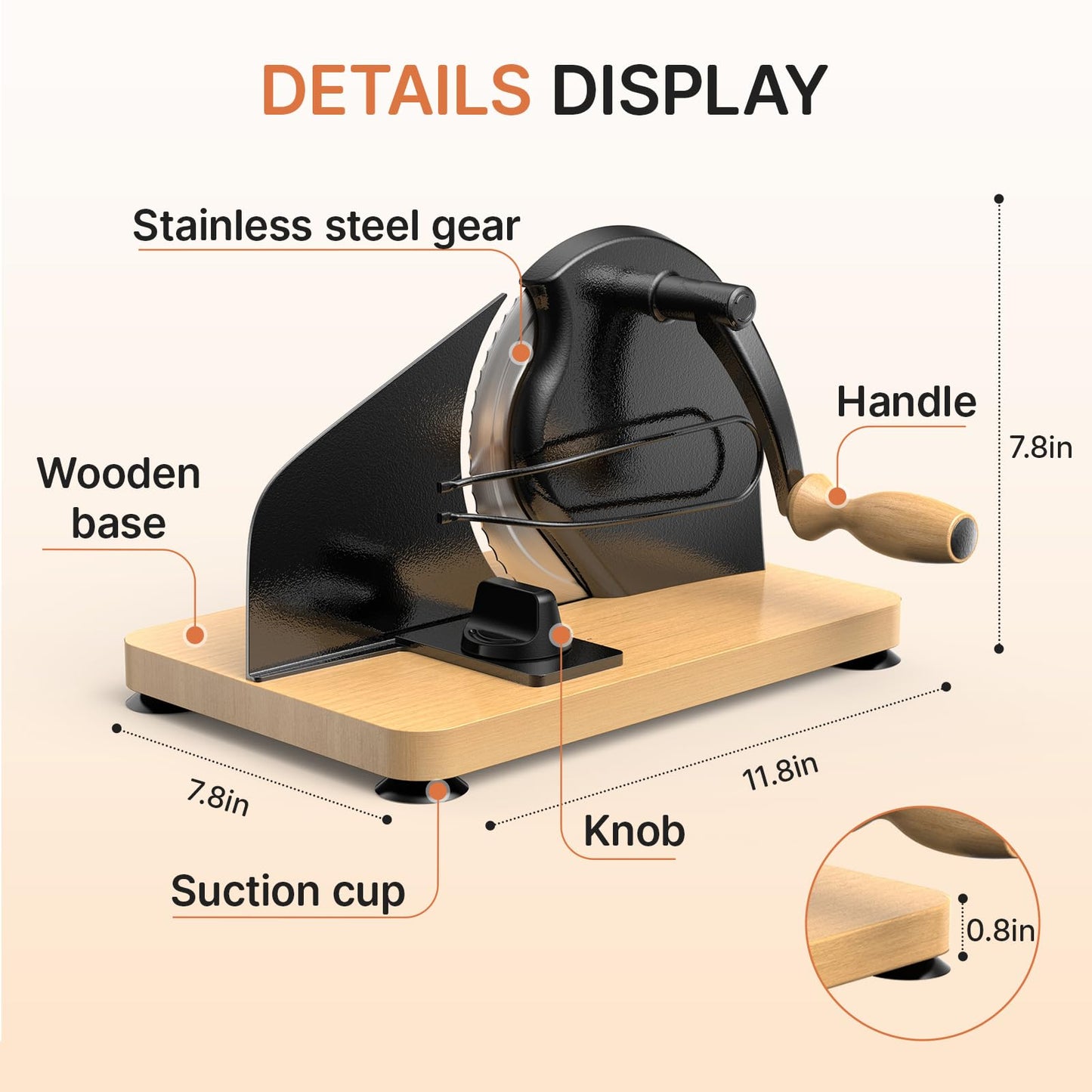 Upgraded Manual Bread Slicer for Homemade Sourdough Bread Adjustable Thickness& Evenly Slicing, Metal Guide, Hand Crank Bread Slicer with Scale Line & Suction Base,Sharp Stainless Steel Blade