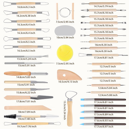 SHENOMAD 57PCS Clay Tools Kit with Wire Sculpting Tools Pottery Modeling Ceramics Polymer Tools Set for Air Dry Clay Carving Molding Pottery Crafting Beginners