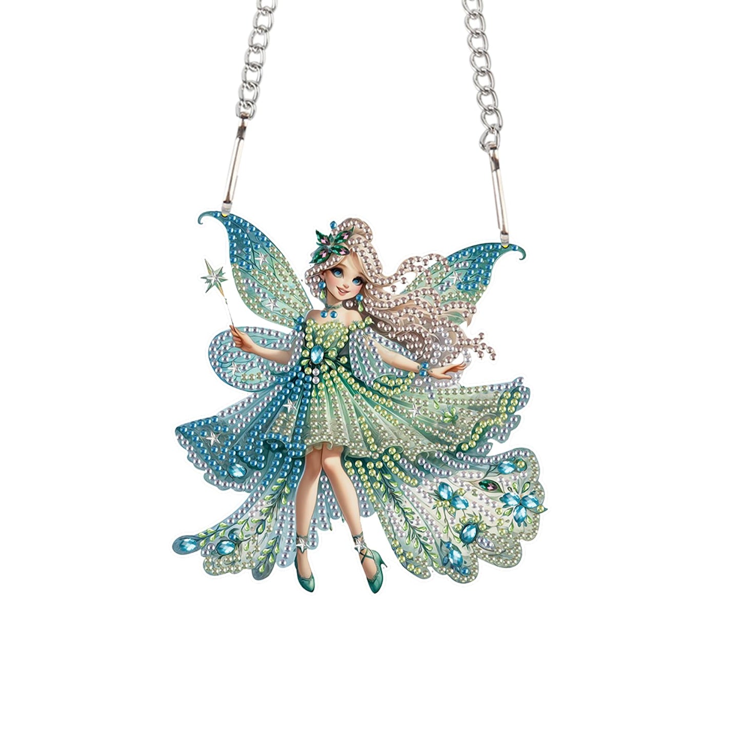 JZHYOAN Elf Diamonds Painting Pendant Cross Stitch Ornament Wall Hanging Decor Diamond Art Kit Hanging Sign Gem Art Window Pendants Craft Hanging Acrylic Ornaments Home Garden Wall Hanging Kit Craft
