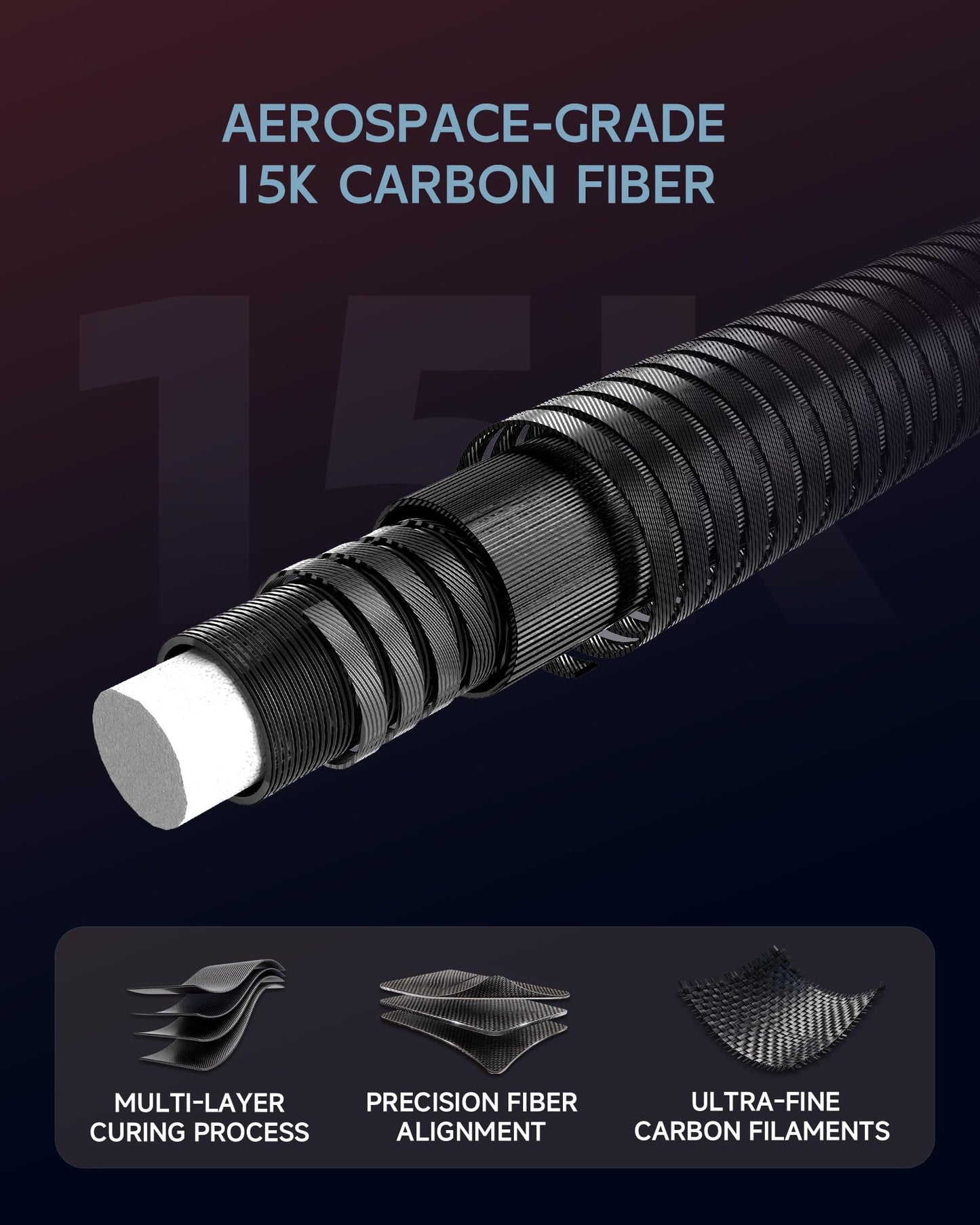 KONLLEN Carbon Fiber Pool Cue 2.0, 58-inch Low Deflection Billiard Stick for Adults with 12.5mm Tip and Pro Taper