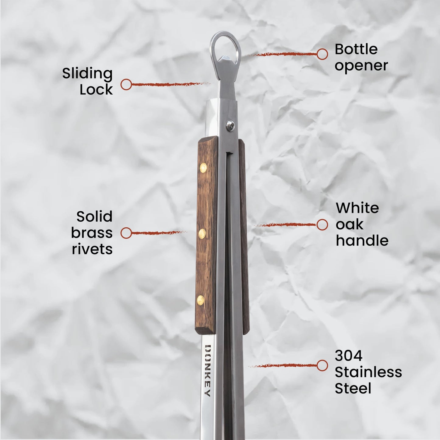 32" Heavy Duty Fire Tongs - Extra Long Log Grabber for Grill, Fire Pit, Pizza Oven & Campfire | Handmade South African Rust Resistant Stainless Steel Firewood Tongs with Wood Handle | Donkey Long Tong