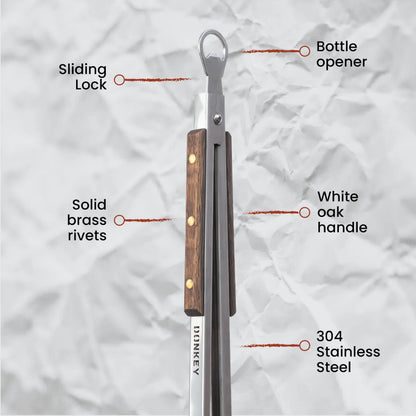 32" Heavy Duty Fire Tongs - Extra Long Log Grabber for Grill, Fire Pit, Pizza Oven & Campfire | Handmade South African Rust Resistant Stainless Steel Firewood Tongs with Wood Handle | Donkey Long Tong
