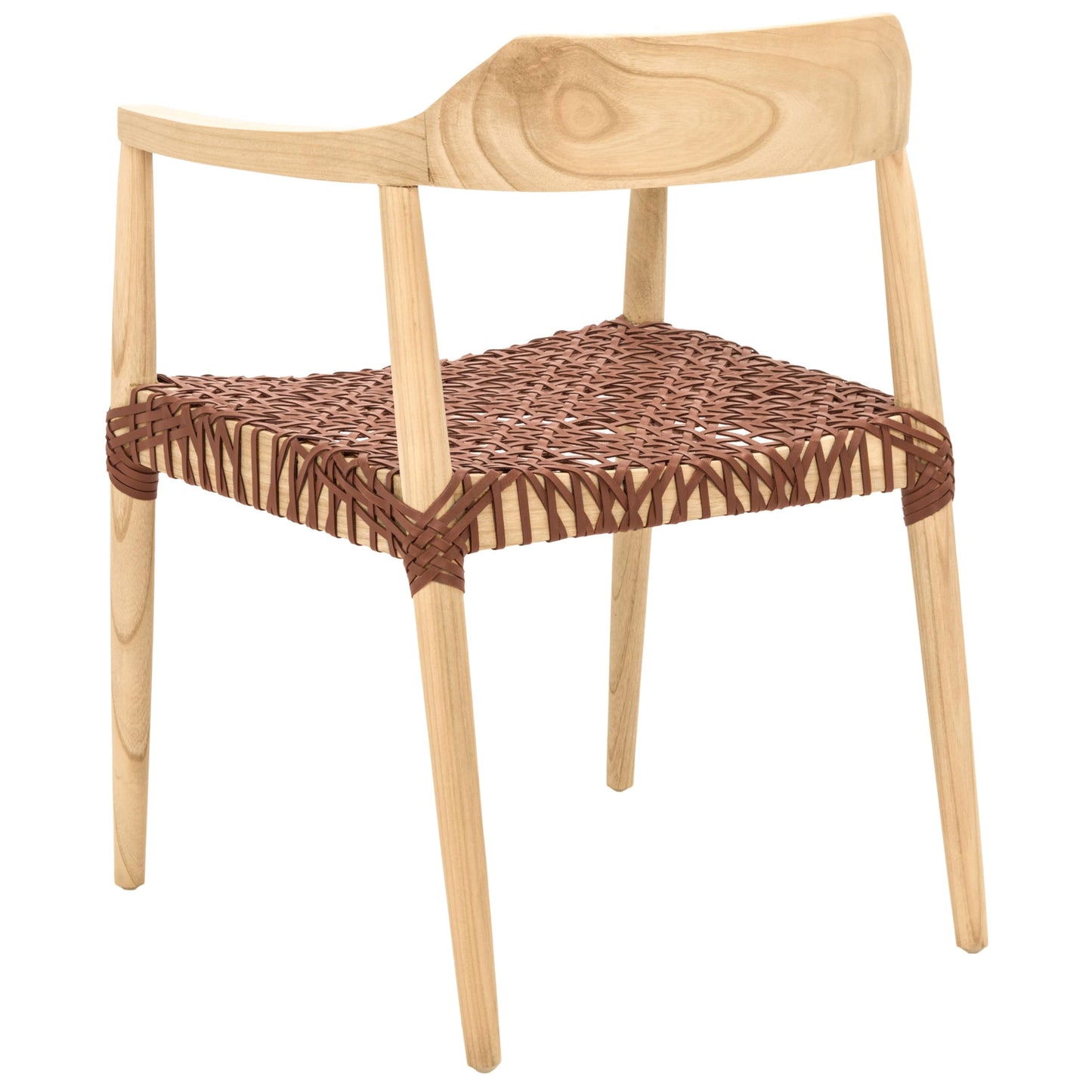 SAFAVIEH Home Collection Munro Natural Sungkai Wood/Light Honey Leather Woven Accent Chair (Fully Assembled)