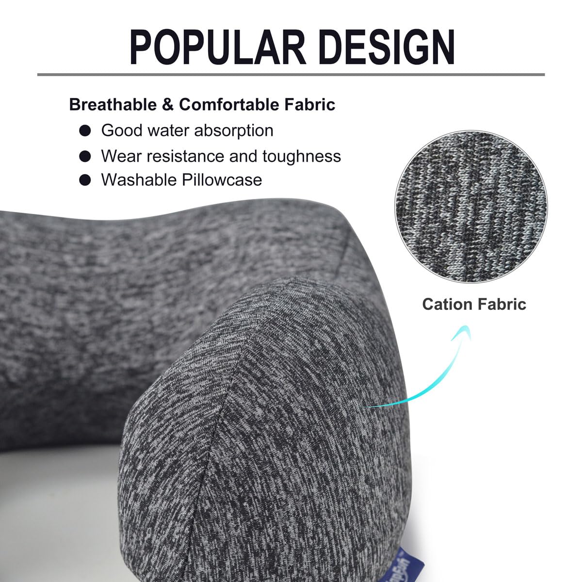 napfun Neck Pillow for Traveling, Upgraded Travel Neck Pillow for Airplane 100% Pure Memory Foam Travel Pillow for Flight Headrest Sleep, Portable Plane Accessories, Light Grey