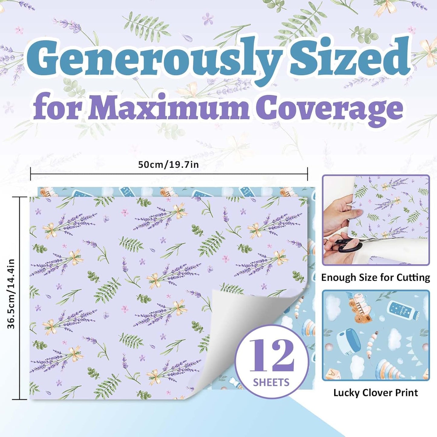12 Closet, STRN Drawer Liners for Dresser, Lavender & Baby Powder Scented Fragrant Drawer Liner Sheets, Non-Adhesive