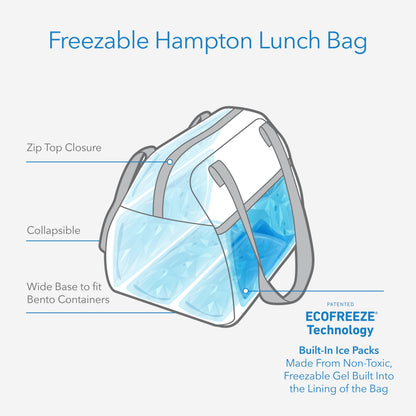 PackIt(R) Freezable Hampton Lunch Bag, City Charcoal, Built with EcoFreeze(R) Technology, Collapsible, Reusable, Zip Closure with Front Pocket and Shoulder Straps, Designed for Fresh Office Lunches