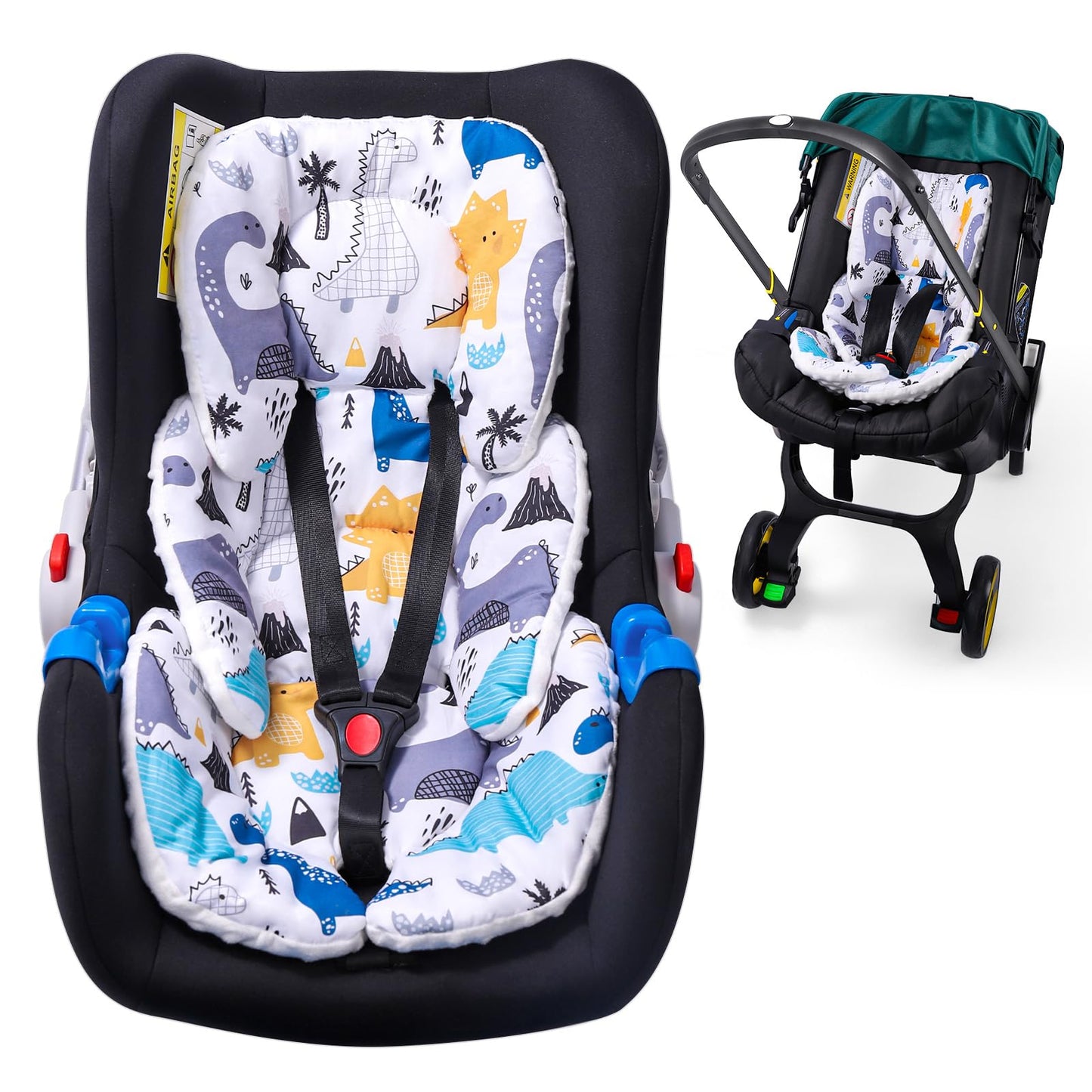 THE KENKYO Infant Car Seat Insert, 2-in-1 Reversible Baby Car Seat Cushion, Carseat Head & Body Support for Newborn, Soft Stroller Cushion Insert for Bouncer, Swing, Baby Registry Seach