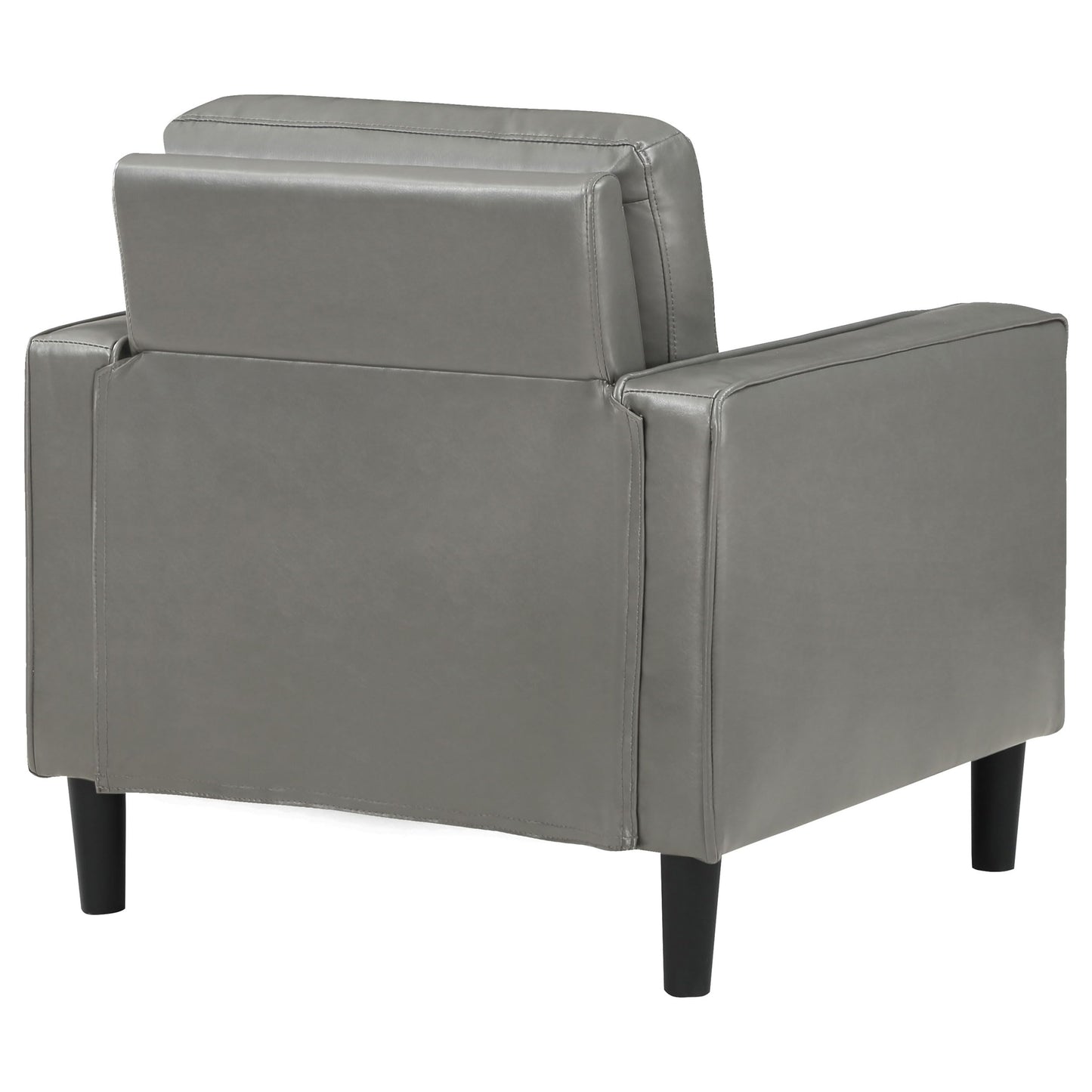 Coaster Home Furnishings - Ruth - Track Arm Accent Chair with Gray Faux Leather Upholstery, Foam Cushion and Tapered Legs - Living Room - Gray - 508367