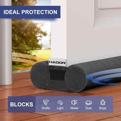 Door Draft Stopper for Bottom of Door, 30 Inch Under Draft Air Noise Light Blocker 24"- 30" Double Side Soundproof Sweep Filler Seal Gap up to 1.7" for French Patio Sliding Door Guard, Grey
