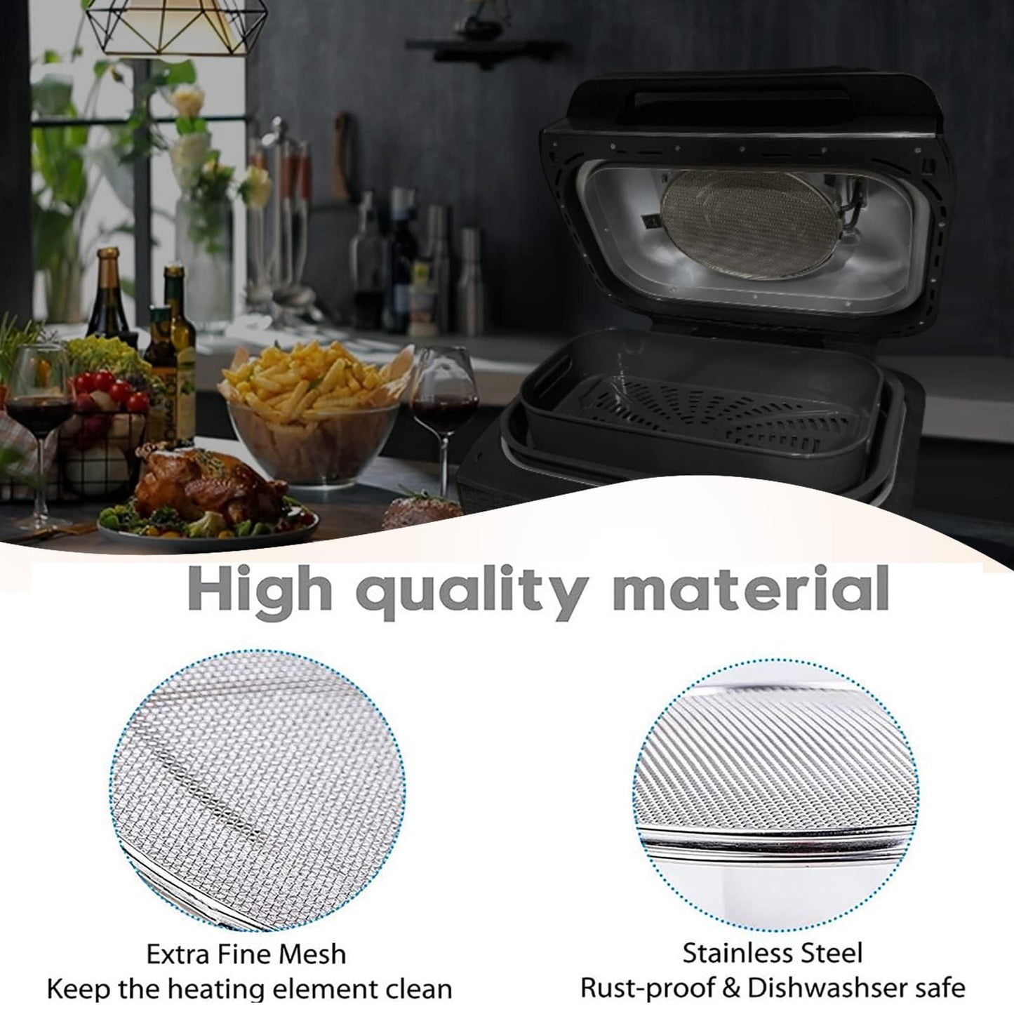 Yidata 2-Pack Splatter Shield for Ninja Foodi FG551, 304 Stainless Steel Reusable Splash Guard, Oil Proof & Dishwasher Safe Air Fryer Grill Accessories