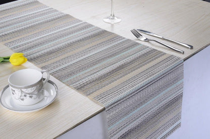 Aothpher Multi Color Rustic Farmhouse Stripe Table Runner, Square Heat Resistant PVC Non-Slip for Kitchen, Weddings,