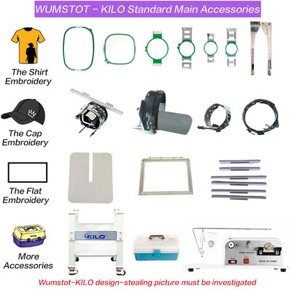 CH1501 Embroidery Machine 15 Needle: Commercial Digital Hat Embroidery Machine Kit with Stand - 13"x20" Embroidery Area 1200 SPM Max Speed, 10" Touch Screen, Wifi, USB for 3D Cap, Shirt and More