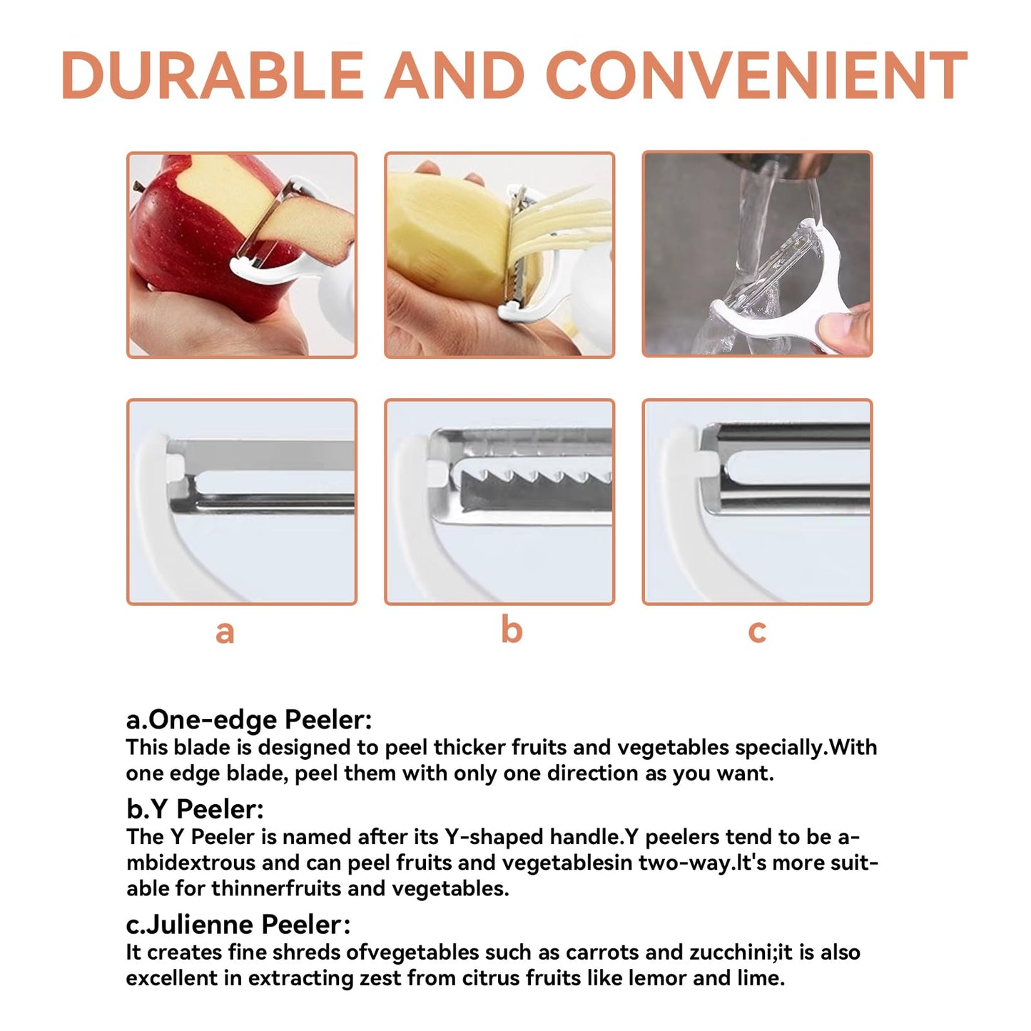 2-in-1 Electric Peeler | Auto Blade for Fruits/Vegetables | 2 Interchangeable Blades | 2*AAA | Kitchen, Travel, Camping