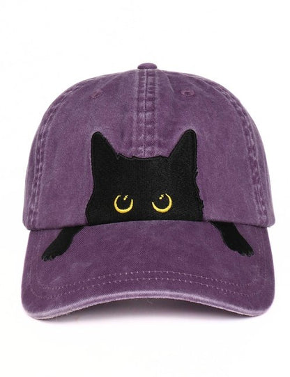 InnoBeta Black Cat Lovers Gifts for Women, Men, Adjustable Embroidered Hat for Birthday, Christmas - Purple