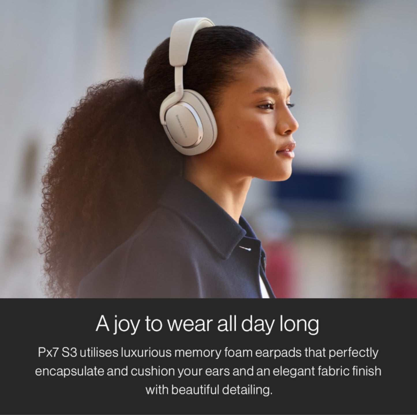 Bowers & Wilkins Px7 S3 Wireless Headphones Over Ear Noise Cancelling, Active Noise Cancelling & Transparency Mode, Hi-Res Sound, Bluetooth, 30-Hr Playtime, Quick Charge, Canvas White