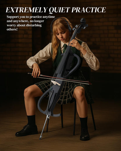 Ktaxon Electric Cello 4/4 Full Size Silent Cello with Portable Bag, Stereo Headphones, Premium Cable & Rosin, Professional Bow and Bridge for Adult Beginner(S Style)