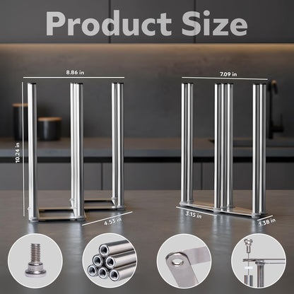 ANSOTHIN Water Bottle Drying Rack, Cup Drying Rack for Counter, Stainless Steel Tumbler Dryer Stand, Space-Saving Mug & Glass Drying Rack, Heavy-Duty Holder for Cups & Water Bottles (Silver – 7 Pegs)