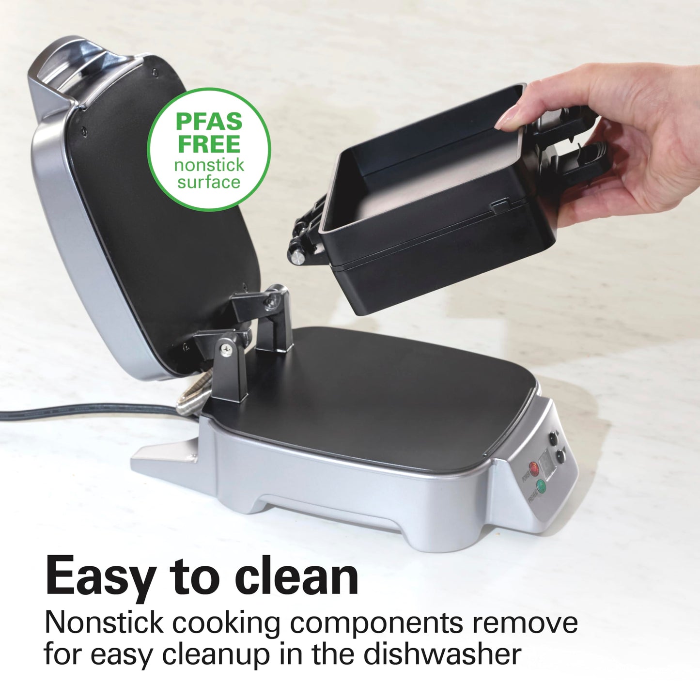 Hamilton Beach Sandwich Stacker Customizable Hot Sandwich Maker, 24 Sq. In. Non-Stick PFAS-Free Cooking Surfaces, Built-In Timer, Compact, Dishwasher-Safe, Perfect White Elephant Gifts, Silver (25471)