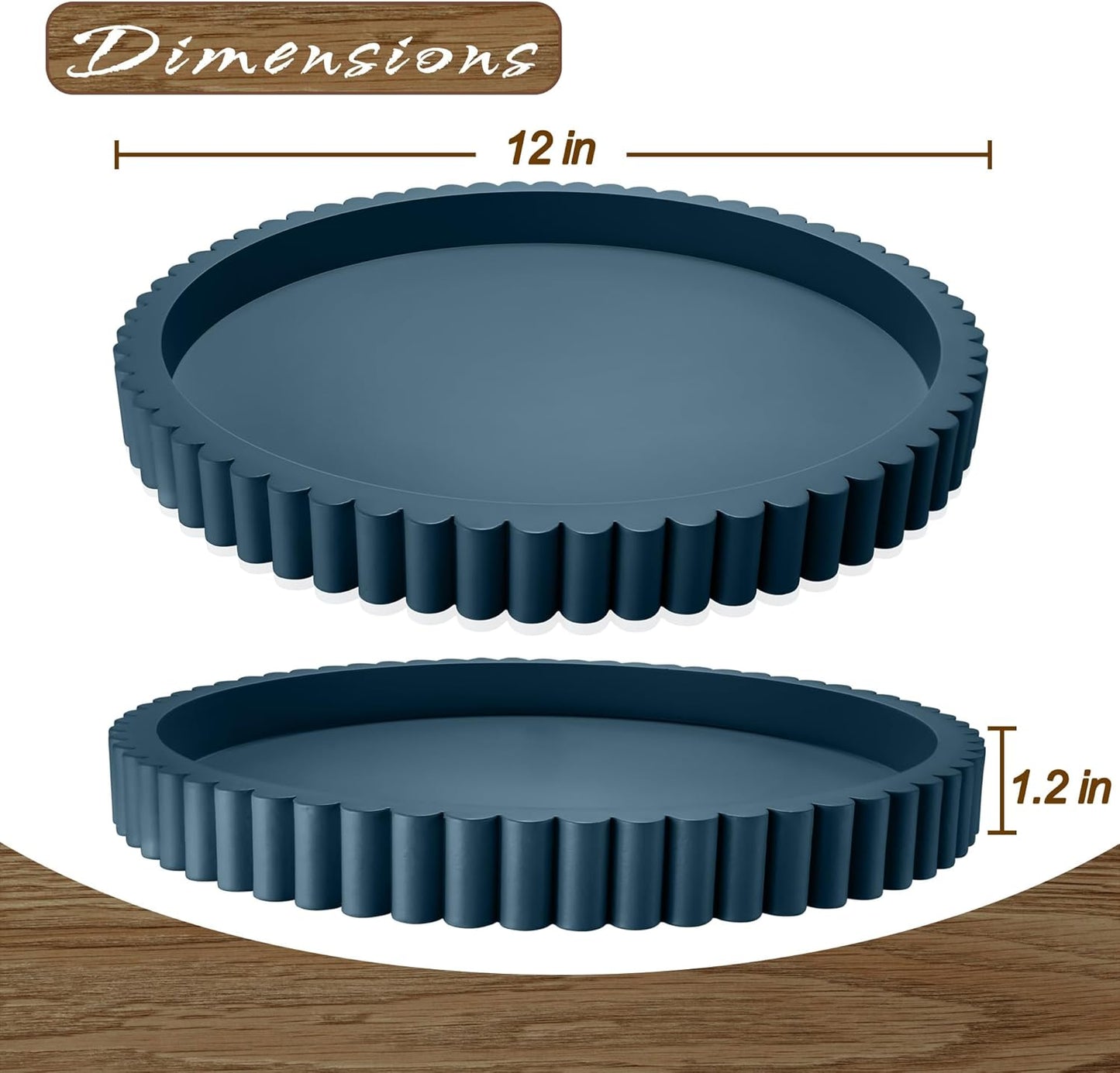 12in Handmade Decorative Tray for Coffee Table Tray Decor, Blue Wooden Decorative Round Tray for Kitchen, Living Room