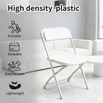 YLGJ&TIDY Plastic Folding Chair Set, Heavy Duty Stackable with Sturdy Frame,No Assembly Required Comfortable Indoor Outdoor Portable Chairs for Party Wedding Office (White PP, 20 Pack)