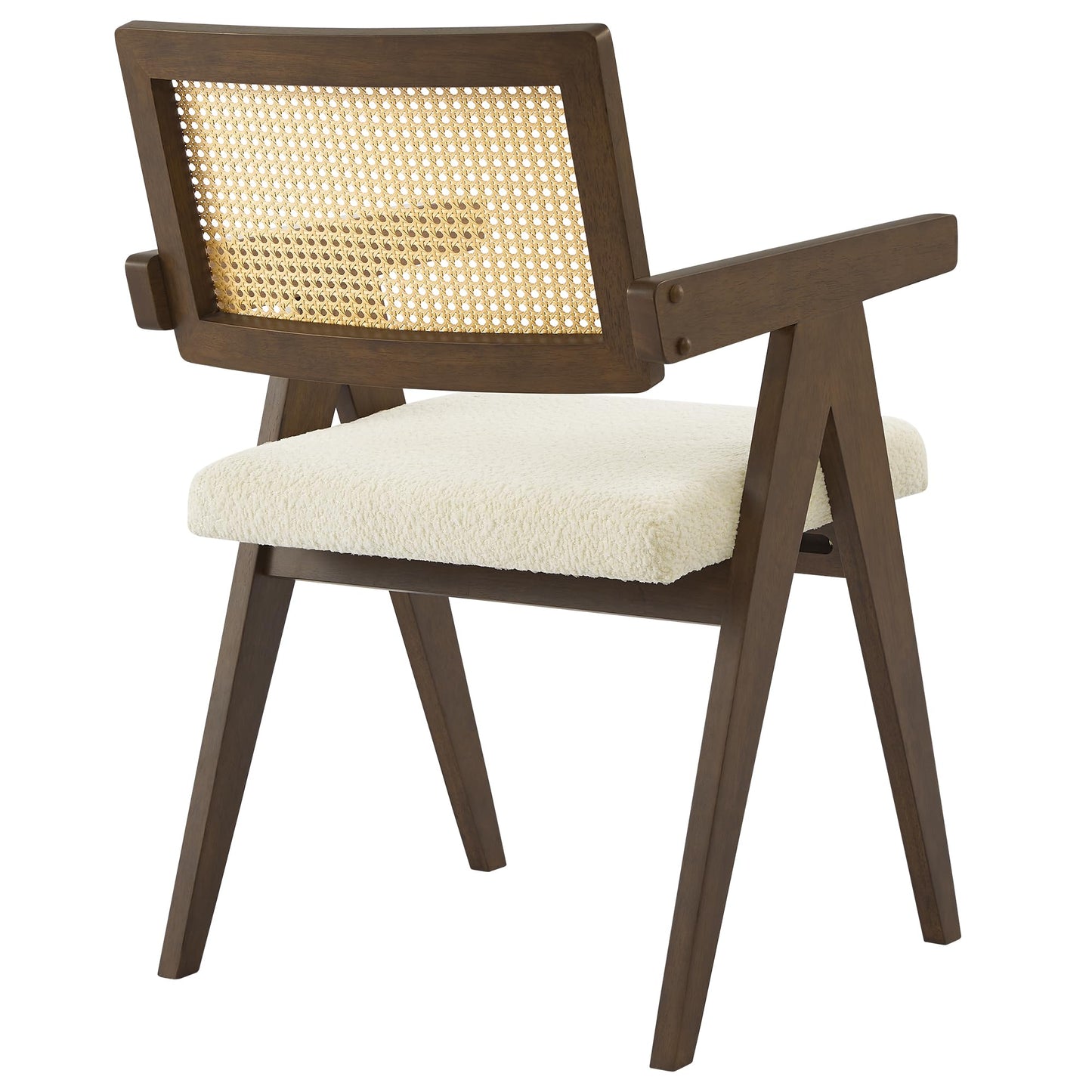 CHITA Rattan Dining Chairs Set of 4, Modern Dining Chair with 2.8inch Cushion, Rubberwood Frame Accent Chairs for Dining Room/Kitchen/Living Room, Walnut