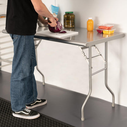 HARDURA Folding Stainless Steel Table 30X48 Inches with Legs NSF Commercial Portable Folding Prep Table for Restaurant Kitchen Home and Hotel