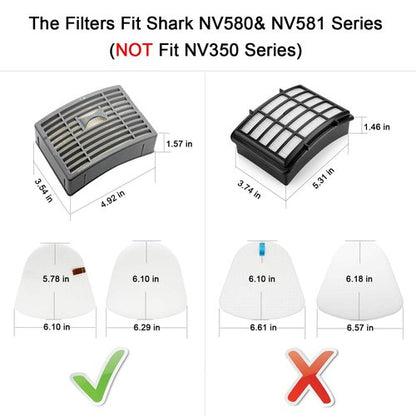 Lemige Vacuum Filters Replacement Parts for Shark Powered Lift-Away DLX NV580 Series NV581, NV581Q, NV585, NV586, 2 Post Filters + 4 Foam&Felt Filters, Part # XFFT580