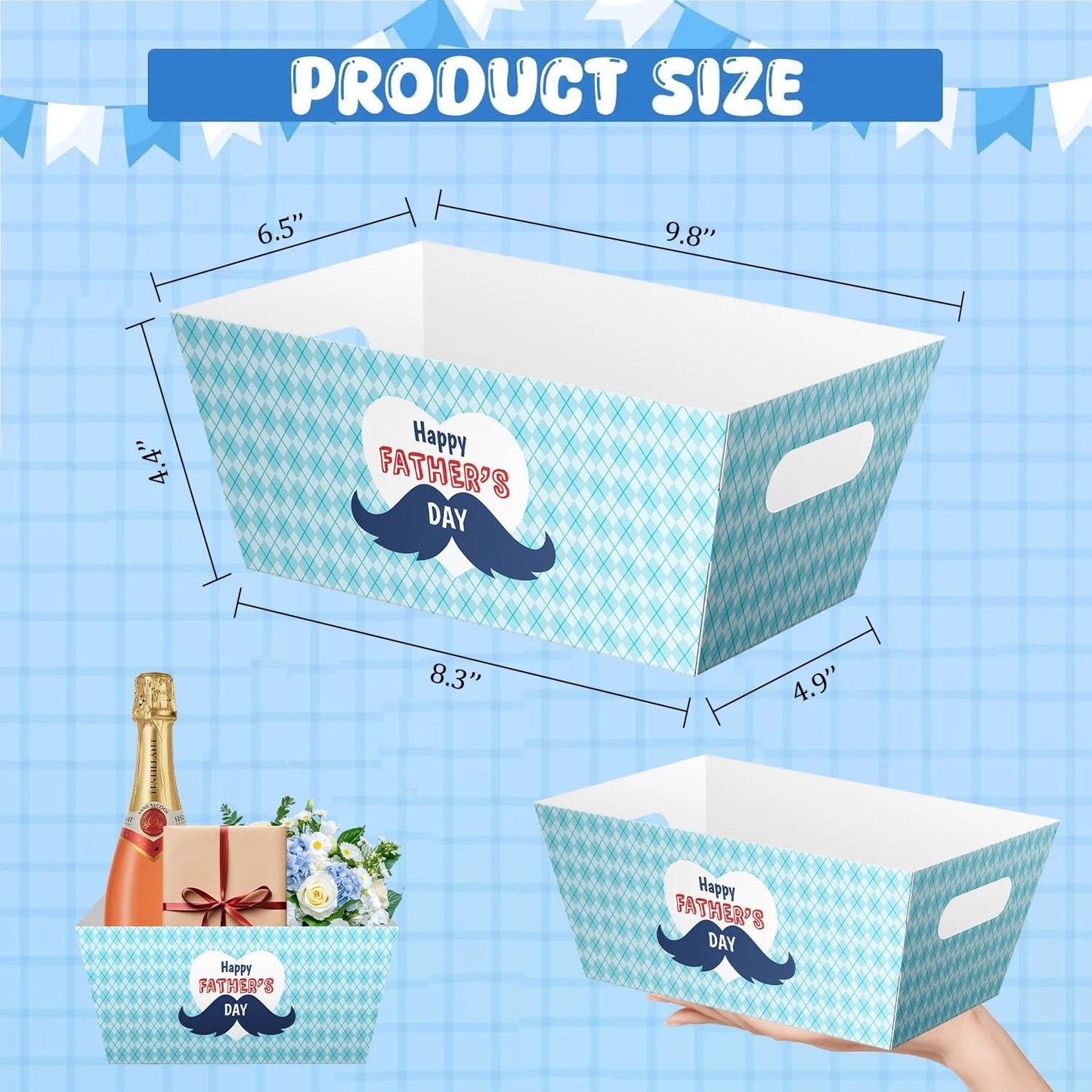 ysmile 12 Pack Fathers Day Empty Gift Basket Kit with Cellophane Bag Ribbon Bow DIY Gifts to Fill in Bulk for Dad, Grandpa, Husband