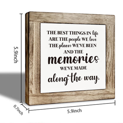 Family Signs, Rustic Home Decor for Shelves, Family Room Decors, Farmhouse Wooden Table Sign, Meaningful Gift for Friends Families, The Best Things in Life are the People We Love Sign 5.9×5.9 inches