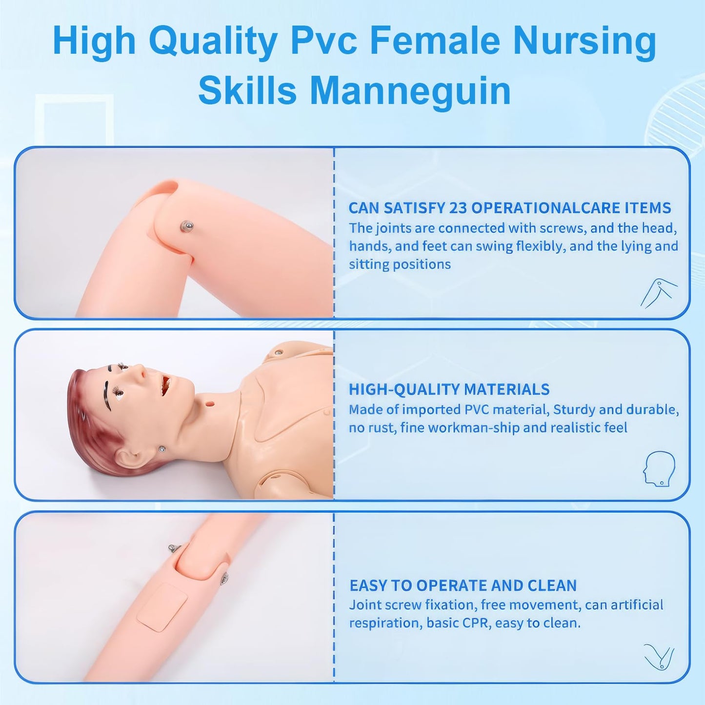 Medical Mannequin for Training – Nursing Manikin Full Body Trauma Patient Care Manikin Simulator with CPR, Catheterization & Wound Care Practice for Nursing Students & Medical Schools