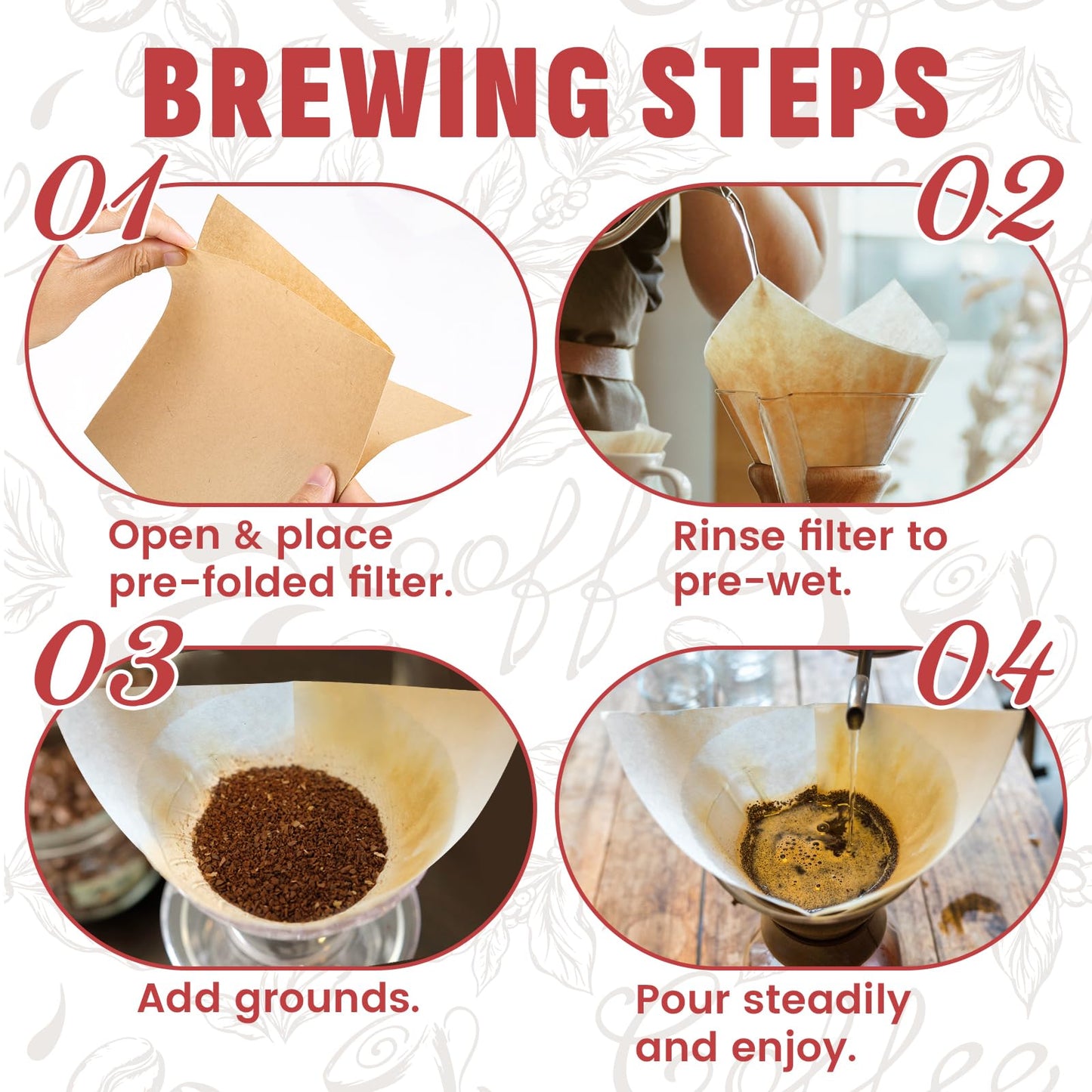Phyyixs Pre-Folded Unbleached Cone Coffee Filters – Premium Thick Paper, Compatible with Chemex Pour-Over Brewers (80 Filters)