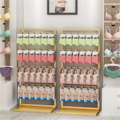 Underwear Display Stands, Metals, Freestanding Clothing Store Boutiques Retail Lingerie Garment Rack, Commercial Shelves, for Socks Bra Panties Scarves, 4 Layer(White)