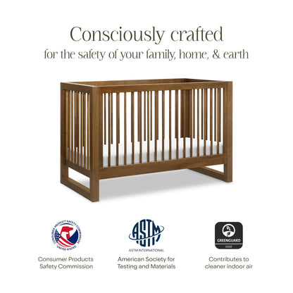 Namesake Nantucket 3-in-1 Convertible Crib with Toddler Bed Conversion Kit in Natural Walnut, Greenguard Gold Certified
