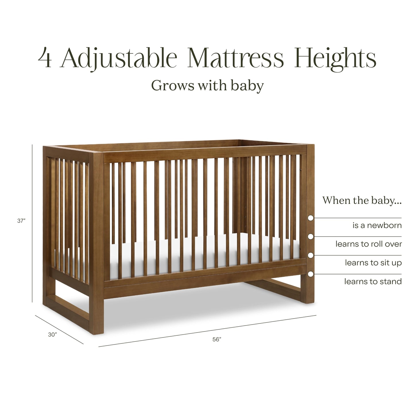 Namesake Nantucket 3-in-1 Convertible Crib with Toddler Bed Conversion Kit in Natural Walnut, Greenguard Gold Certified