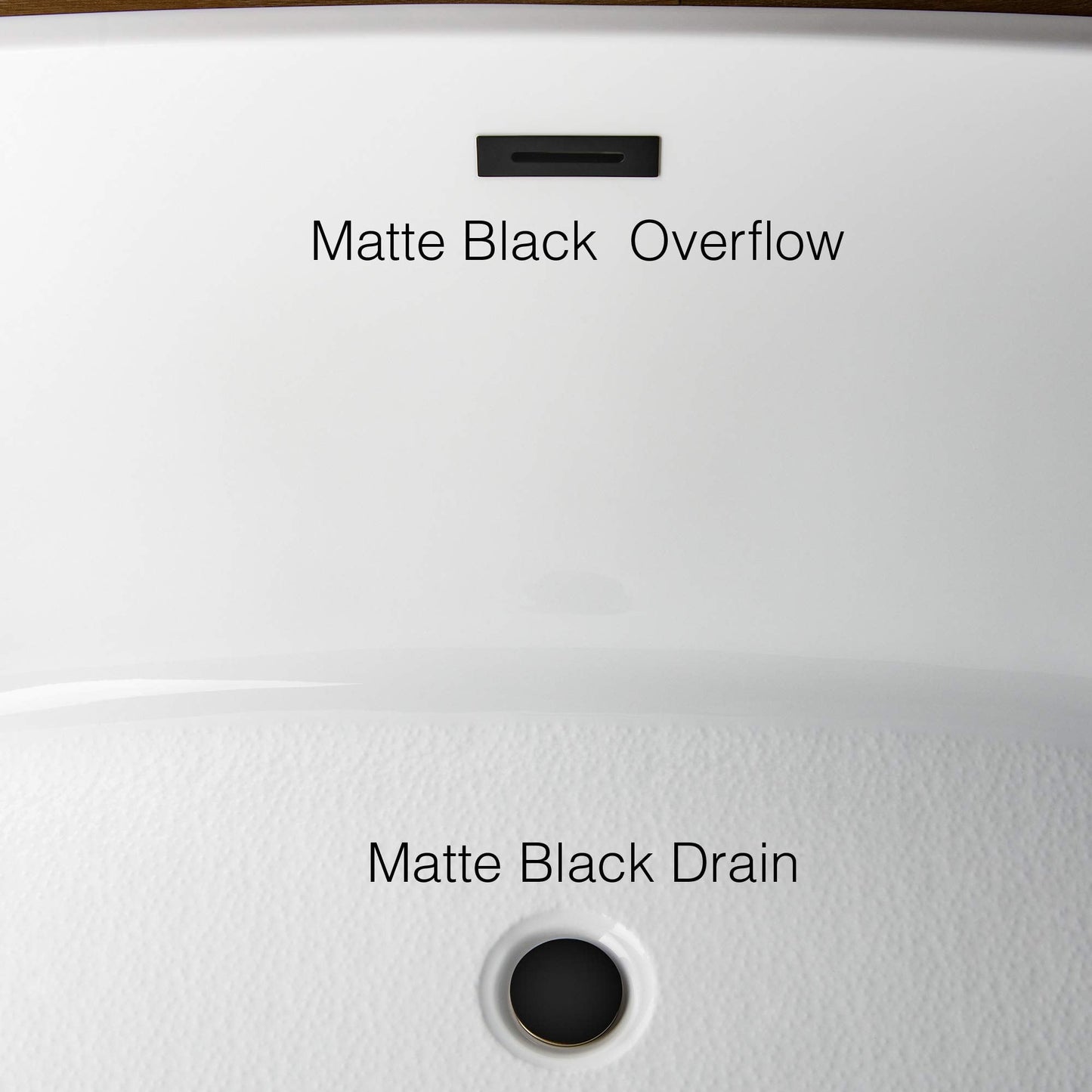 WOODBRIDGE 67" Freestanding Acylic Soaking Bathtub with White, Drain and Overflow in Matte, BTA1813-MB-Drain &O, Matte Black