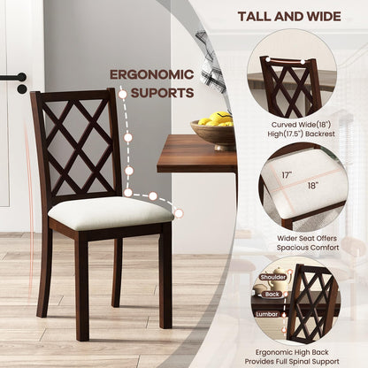 NAFORT Wooden Dining Chairs Set of 6, High Back Kitchen Chairs, Vintage Dining Room Chairs with Cushioned Seat, Solid Rubber Wood Legs, Max Load 400 Lbs, for Kitchen, Dining Room, Cafe, Restaurant