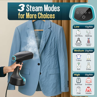 Skiennix Handheld Clothes Steamer - 1900W Portable Fabric Steamer with 3 Settings & 300ml Capacity