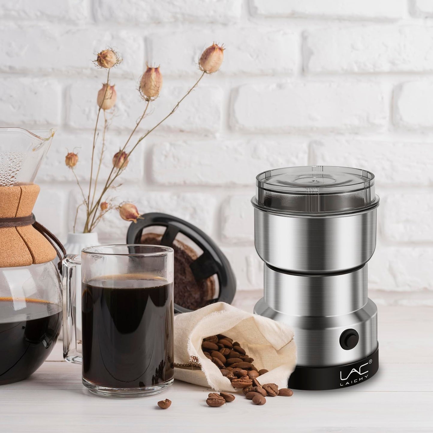 Coffee Grinder Electric & Spice Grinder, 150W Fast Grinding with Stainless Steel Blades | for Coffee Beans, Spices, Seeds, Herbs | Dry Food Mill | Mini Kitchen Grinder (Handheld)