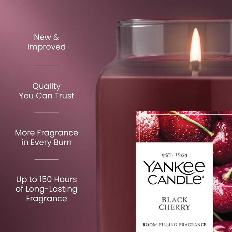 Yankee Candle Black Cherry Scented Candle, 22oz Large Jar with up to 150 Hour Burn Time, Giftable